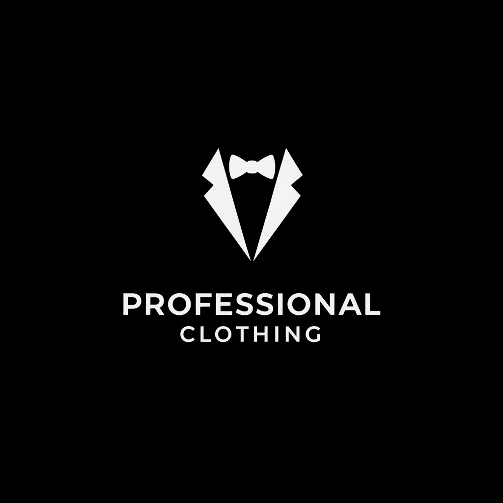 Professional Clothing White on Black Logo